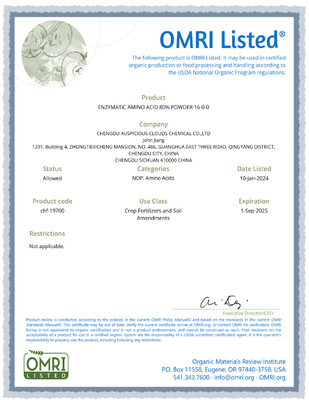OMRI Certified Green Origin 16-0-0 Amino Acid Powder for Global Farms Organic Biostimulant Spray Application Method